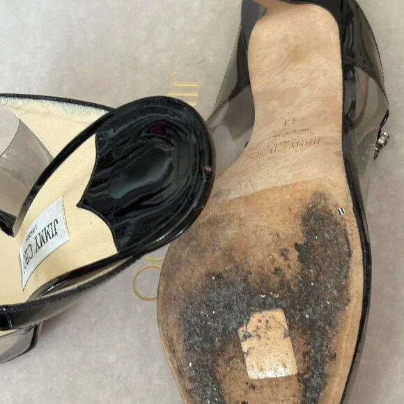 Black Jimmy Choo heels with diamante strap - Picture 5 of 5